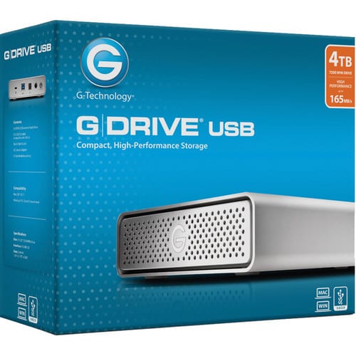G-Technology 4TB G-DRIVE USB 3.0 Desktop External Hard Drive Silver 0G03594 Compact High-Performance Storage 